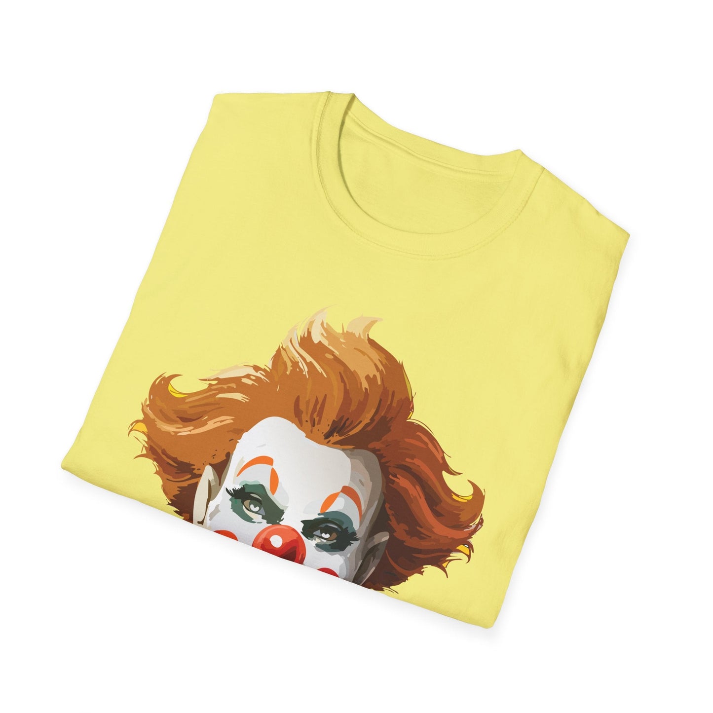Clown Theme T Shirt Funny Man Circus Scary Man Unisex Gildan Softstyle Graphic Tee Everyday Wear