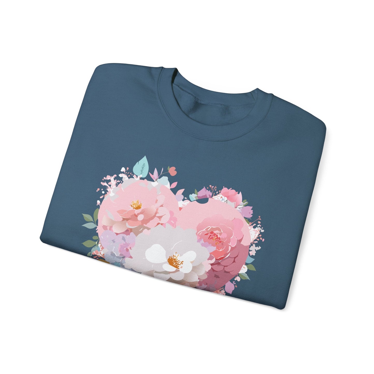 Unisex Floral Heart Sweatshirt For Valentines Day With Love Floral Print Crewneck