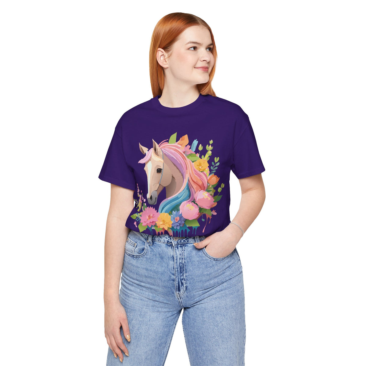 Horse Graphic Unisex Cotton Bella+Canvas Tee with Art Animal Design e310