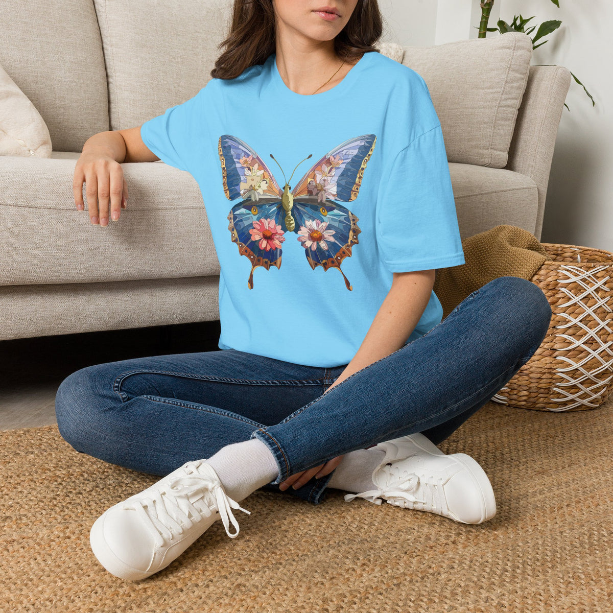 Floral Watercolor Butterfly Graphic Tee Unisex 100 Cotton Gildan T-Shirt