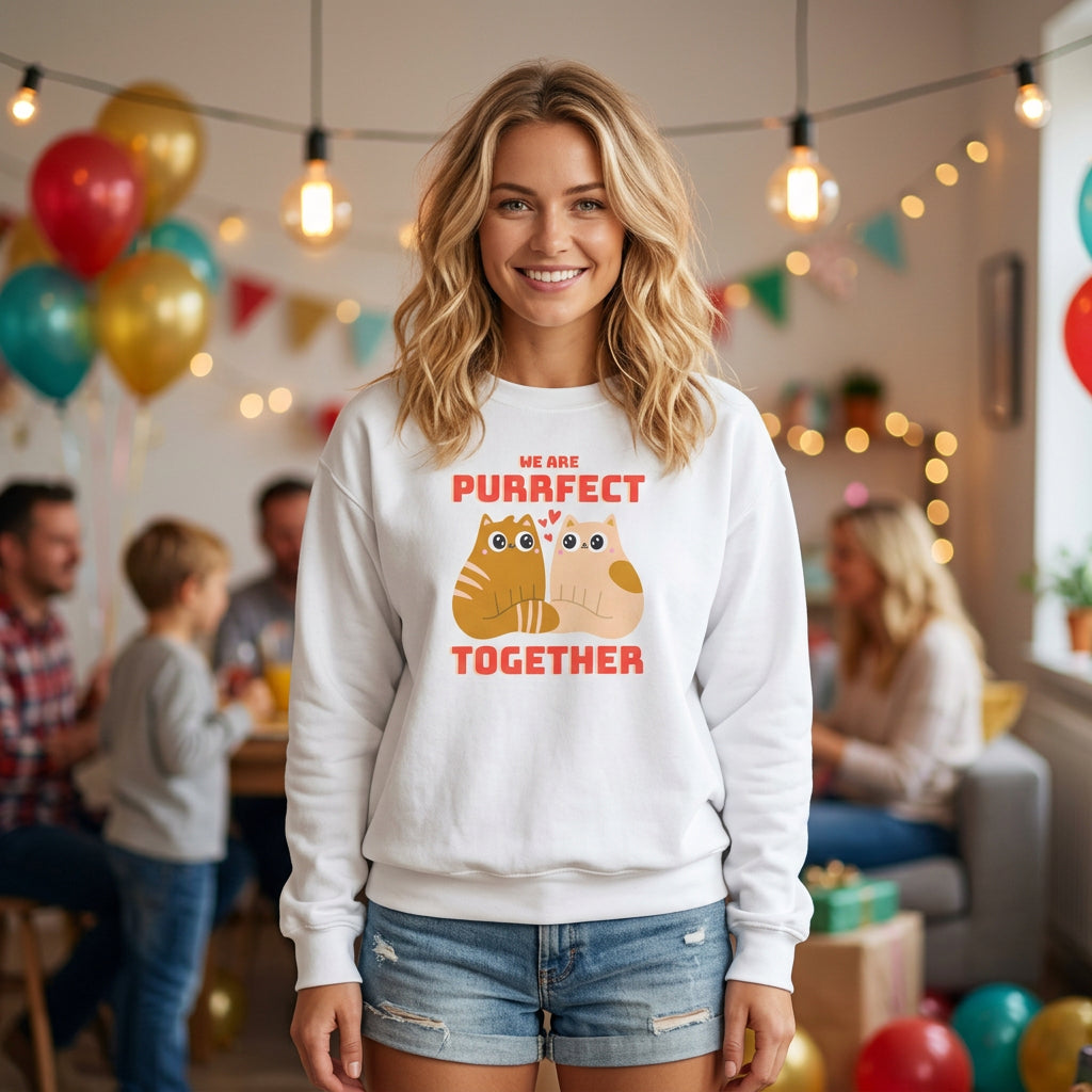 Cat Graphic Valentine's Day Sweatshirt Unisex 50/50 Cotton-Poly Animal Sweatshirt w13