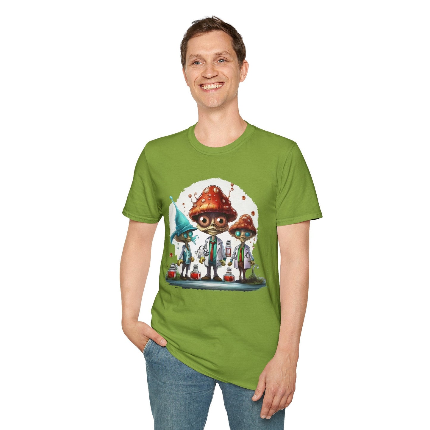 Funny Mashroom Graphic Unisex Softstyle Cotton With Cartoon Illustration Design 9