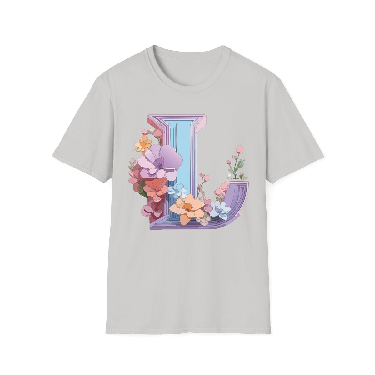 Floral Letter L T-Shirt | Botanical Initial Monogram Tee