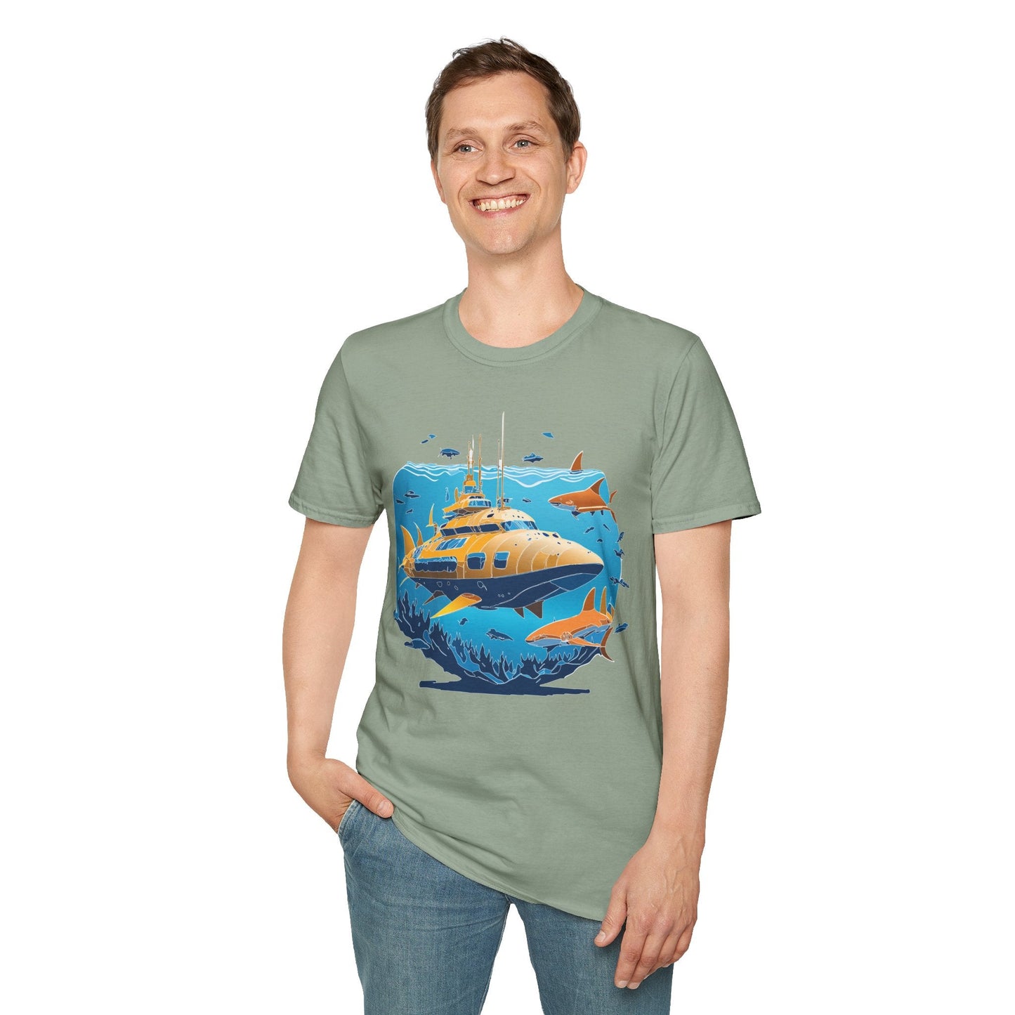 Ocean T Shirt Unisex Gildan Softstyle 64000 100 Percent Cotton Ring Spun U Boat Design Graphic
