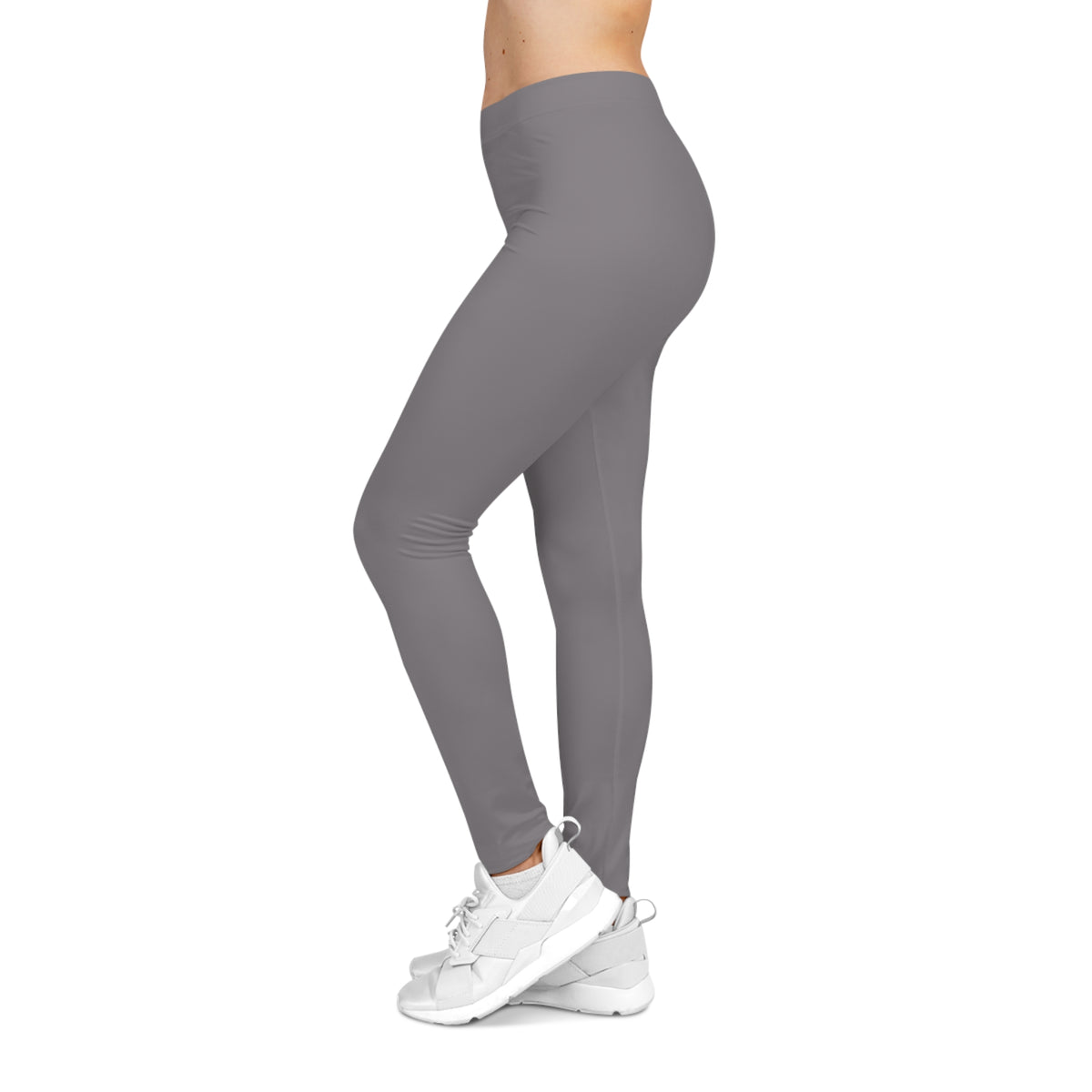 Vintage Grey Color Women's Poly-Span Casual Leggings Print Everyday Activewear Pants
