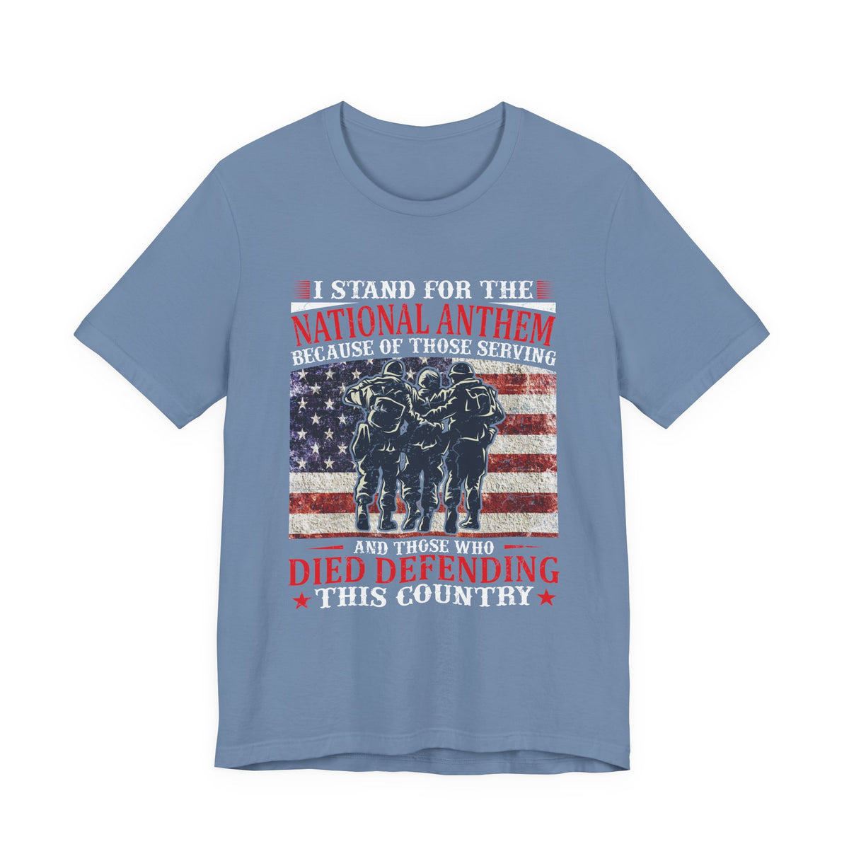 I Stand For The National Anthem military tribute T-Shirt American flag soldiers Unisex Cotton v36