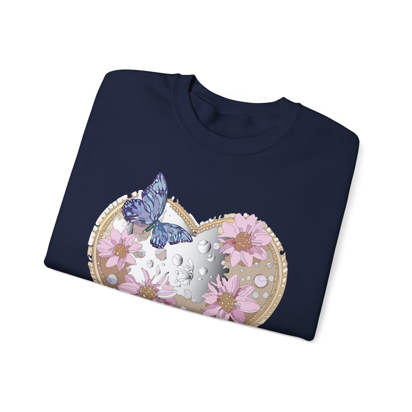 Floral Heart Love Sweatshirt For Valentines Day Unisex Heavy Blend Crewneck Sweatshirt