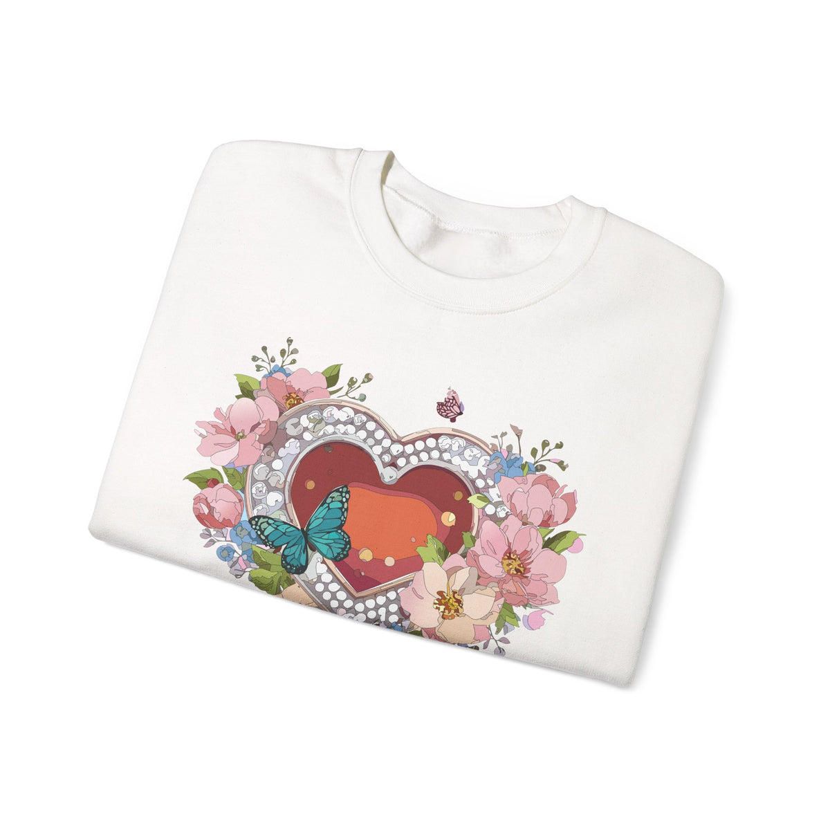 Floral Heart Love Graphic Valentine's Day Sweatshirt Unisex 50/50 Cotton-Poly Sweatshirt w40