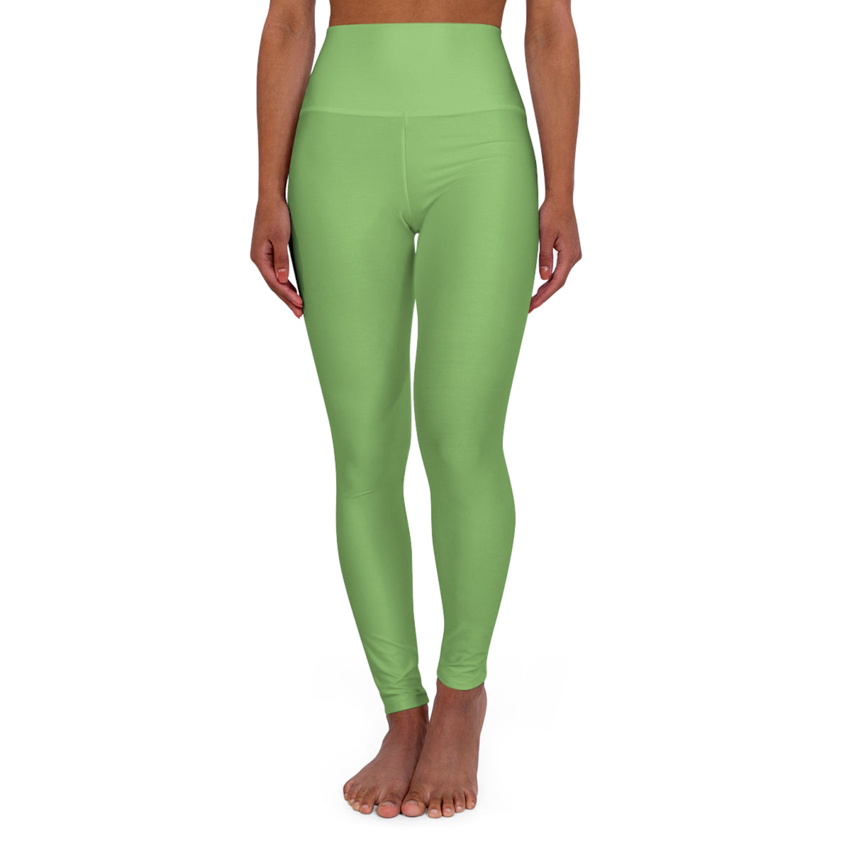 Willow Green Color High-Waist Yoga Leggings Women's Seamless Poly-Span Stretchy Pants XS-2XL