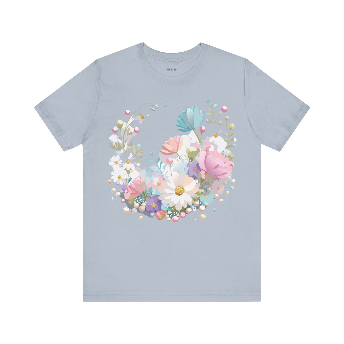 Floral Graphic Unisex Cotton Bella+Canvas Tee with Flowers Art Design n122