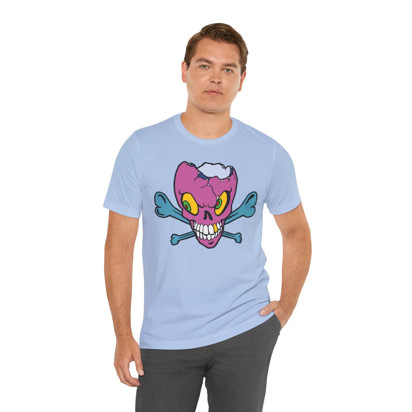 Purple Skull Graphic Design Tee, Skull Shirt, Vintage Tees, Art Design T-Shirt, Vintage Graphic Tee, Art Shirts with Skulls 5