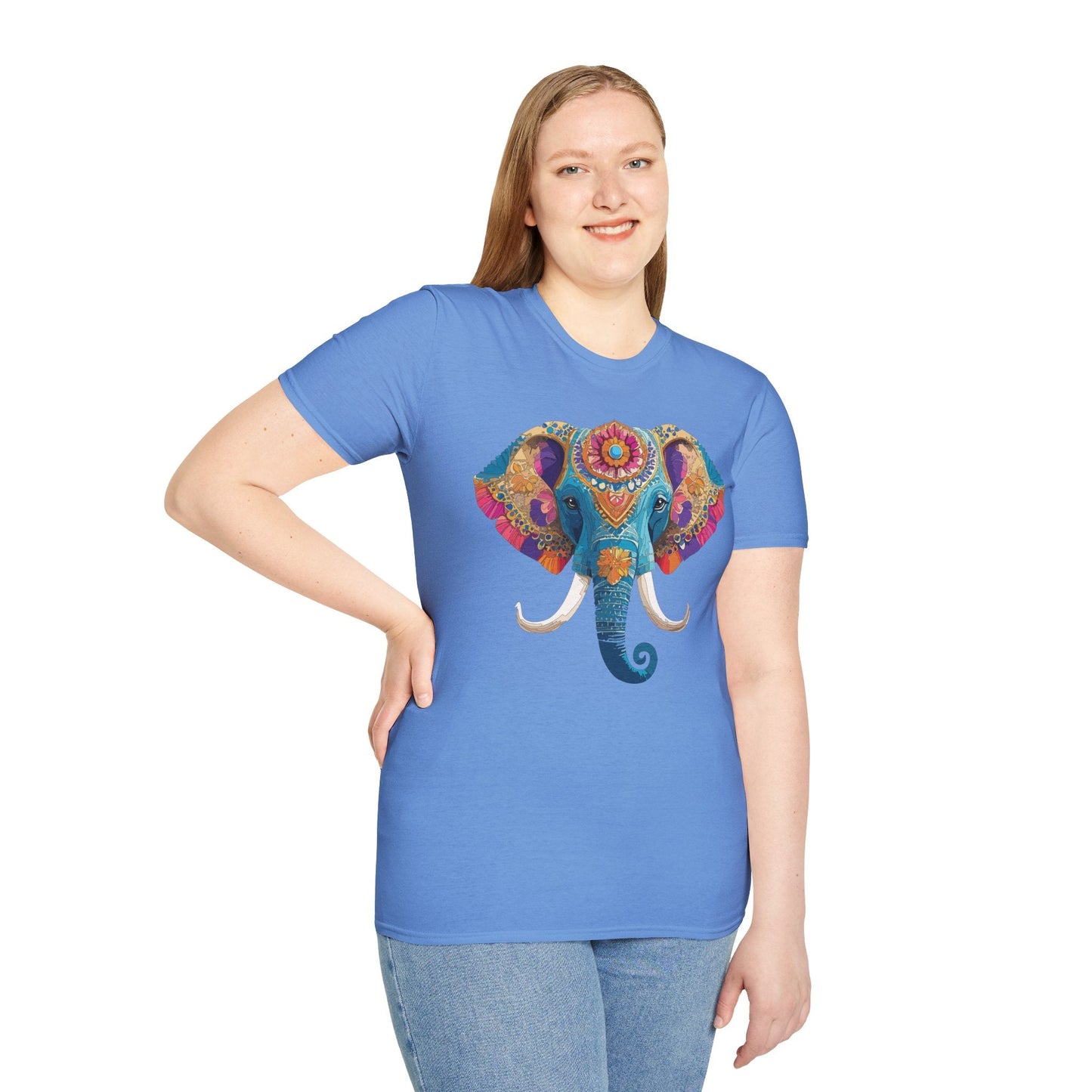 Unisex Elephant Graphic Tee Gildan Softstyle Cotton T Shirt Animal Print Comfortable Wear