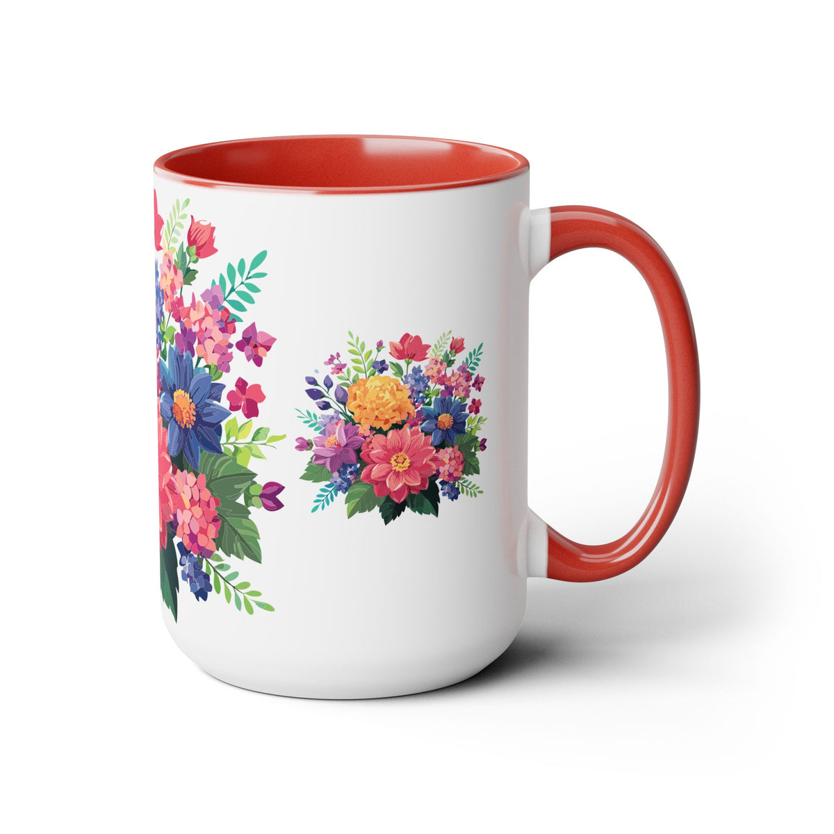 Tazas de café de dos tonos con flores