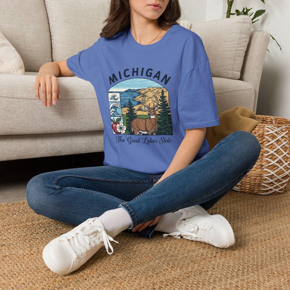 Michigan Scenic T-Shirt — Great Lakes State Vintage Travel Tourist Graphic Design Unisex 100 Cotton Gildan T-Shirt