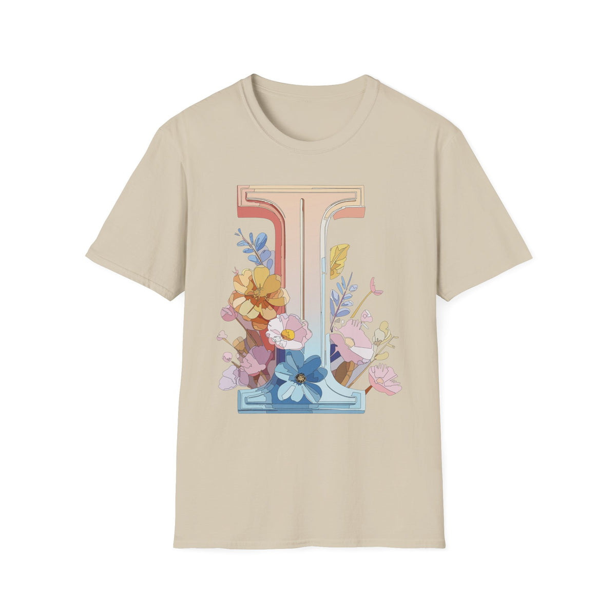 Floral Letter I T-Shirt | Monogram Initial Tee