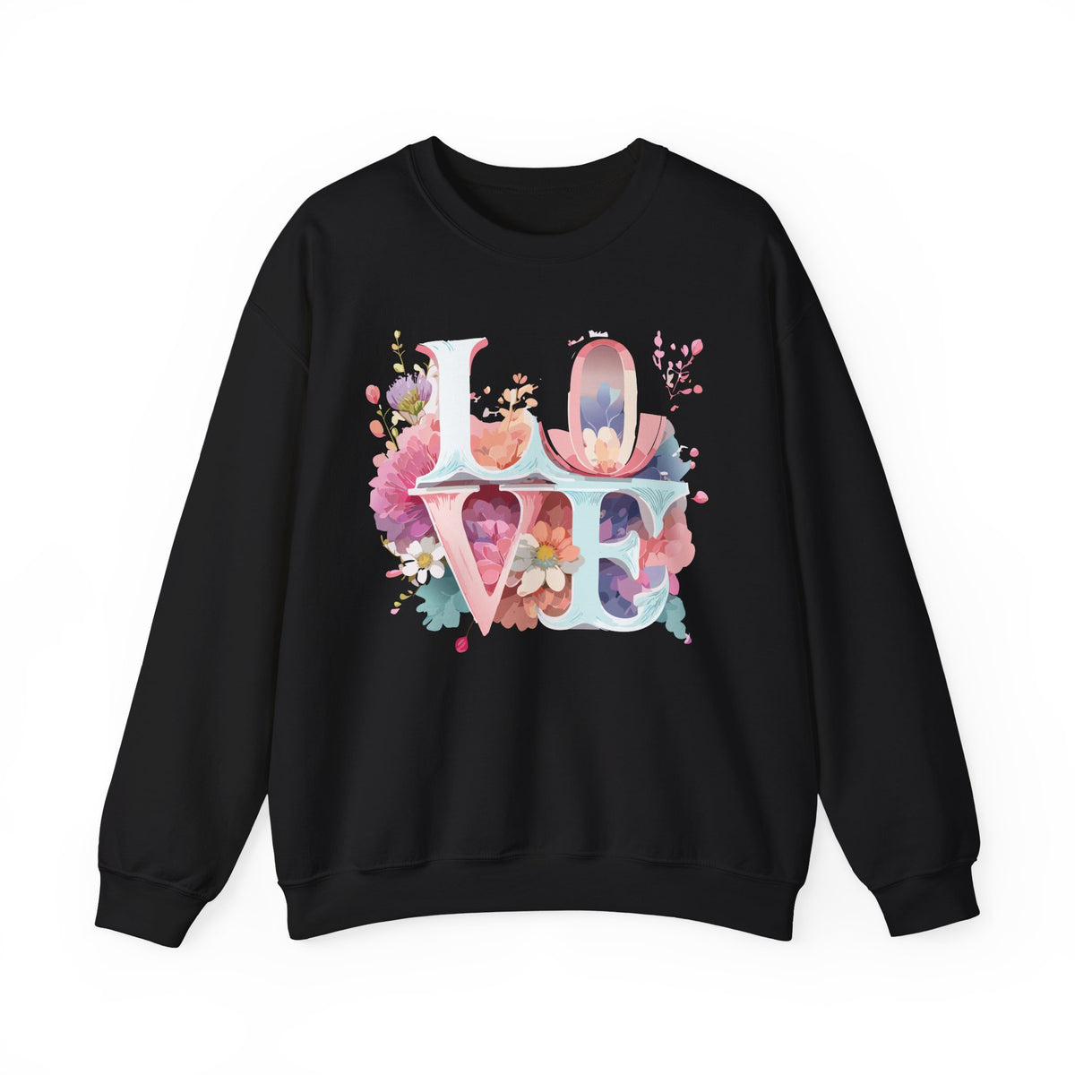 Floral Love Graphic Valentine's Day Sweatshirt Unisex 50/50 Cotton-Poly Sweatshirt w61