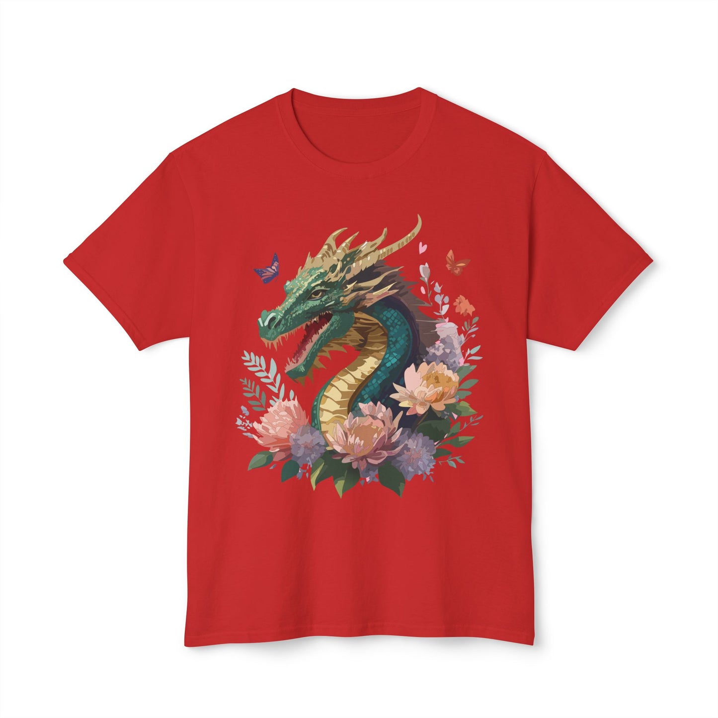 Dragon T-Shirt, Vintage Dragon Tee, Floral Tees, Dragon Art Design Shirt, Tee Shirt with Dragon 3