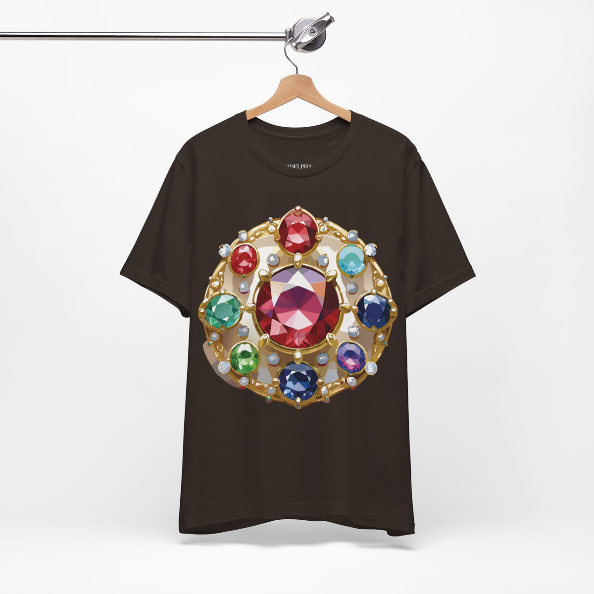 Jewelry Graphic Unisex Cotton Bella+Canvas Tee with Gemstones Art Design m49
