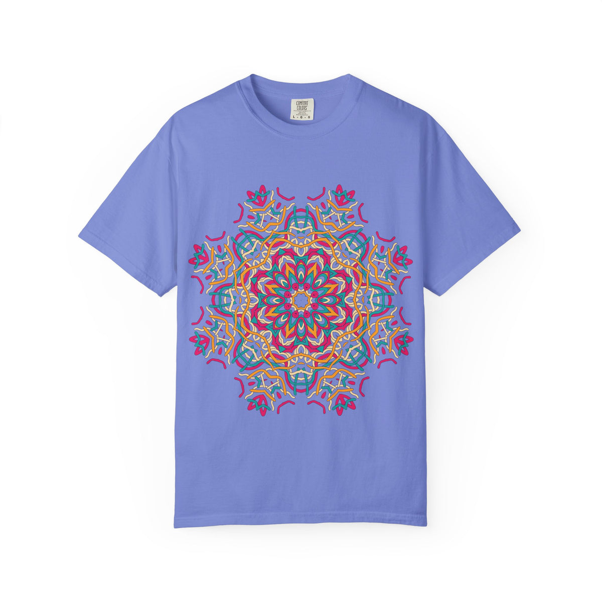 Unisex Garment Dyed Cotton T-Shirt with Mandala Graphic Design