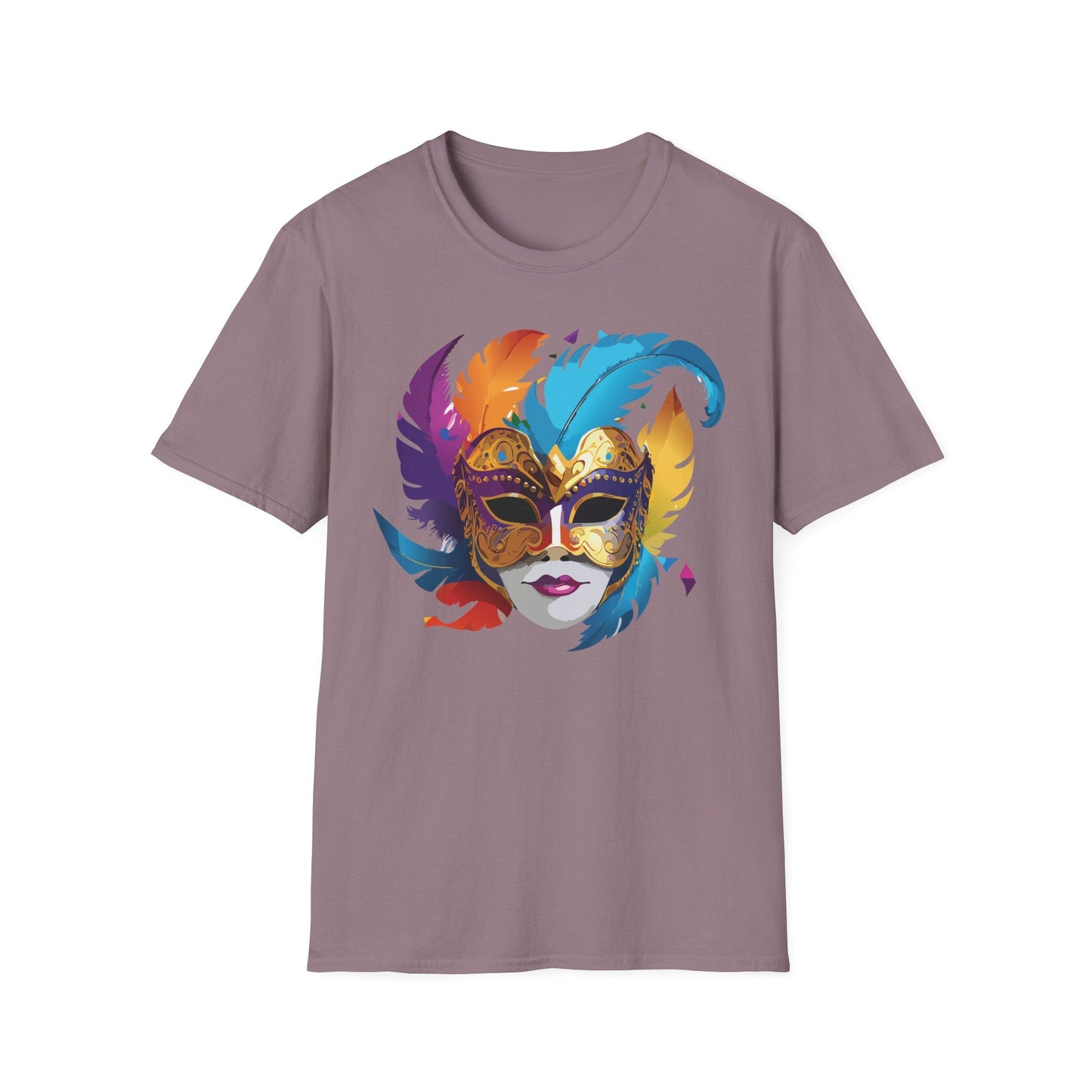 Mask Tee Shirt Unisex Short Sleeve Cotton Tee Art Design Masquerade Gildan Softstyle 64000
