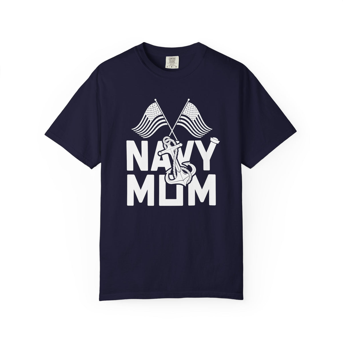 Navy Mom T-shirt Mother's Day Mama Tee Unisex Comfort Colors Garment-Dyed Cotton h20