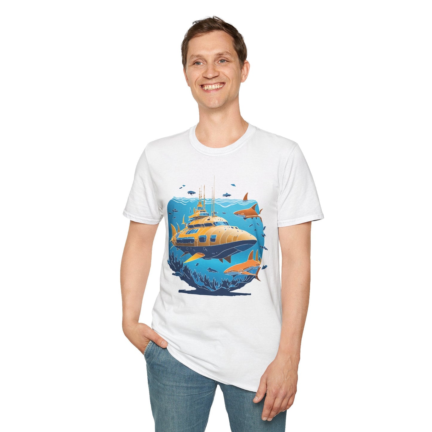 Ocean T Shirt Unisex Gildan Softstyle 64000 100 Percent Cotton Ring Spun U Boat Design Graphic