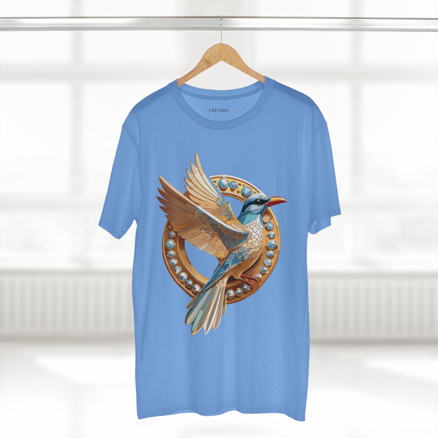 Bird Graphic Unisex 100 Cotton Tee With Unique Animal Golden Medallion Art Design 20