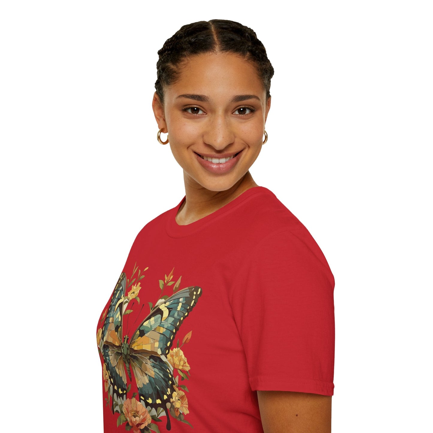 Butterfly Print T Shirt Unisex Monarch Shirt Gildan Softstyle 64000 Ring Spun Cotton