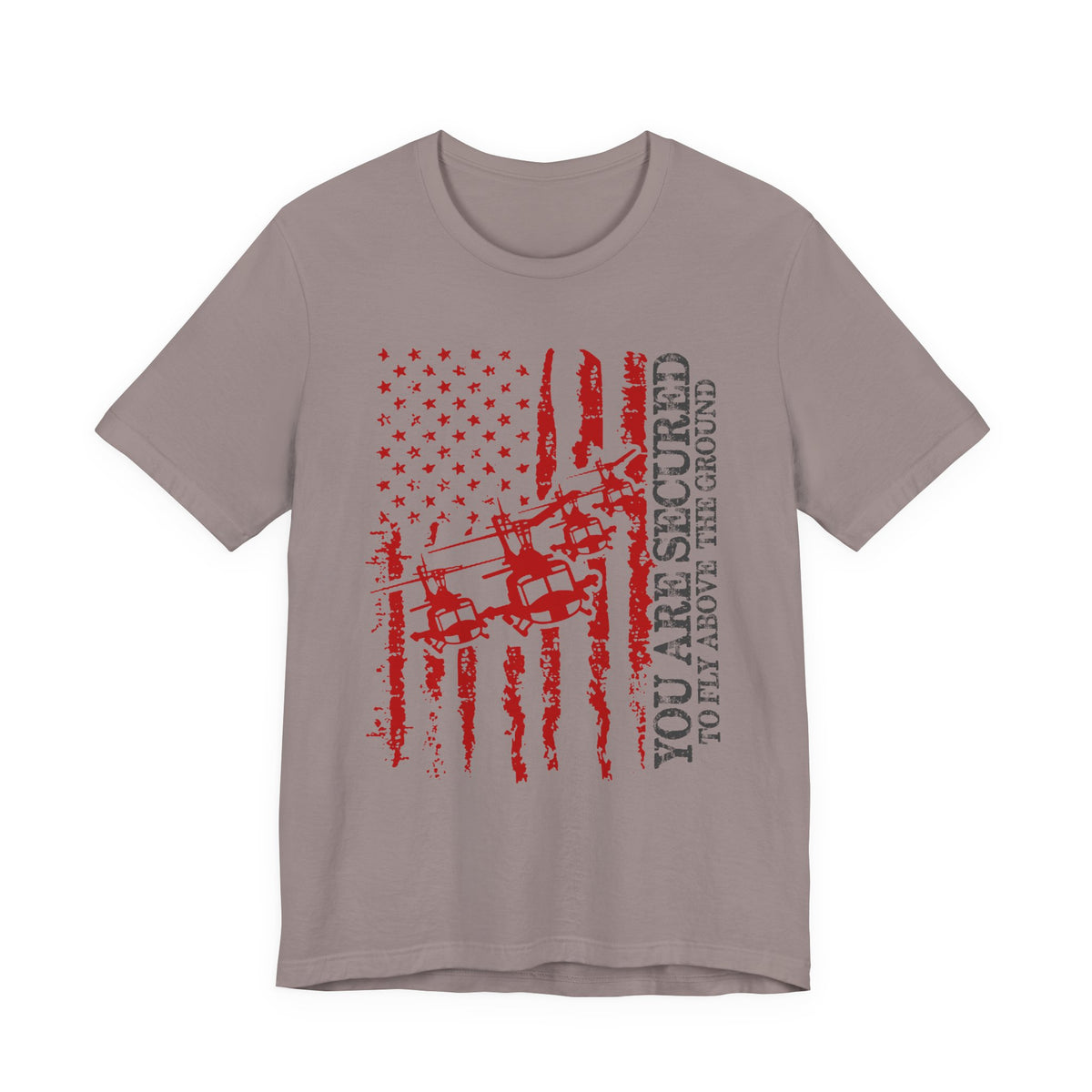 You Are Secured Flag design Tee Military Helicopter Red Distressed USA Unisex Cotton T-Shirt v2