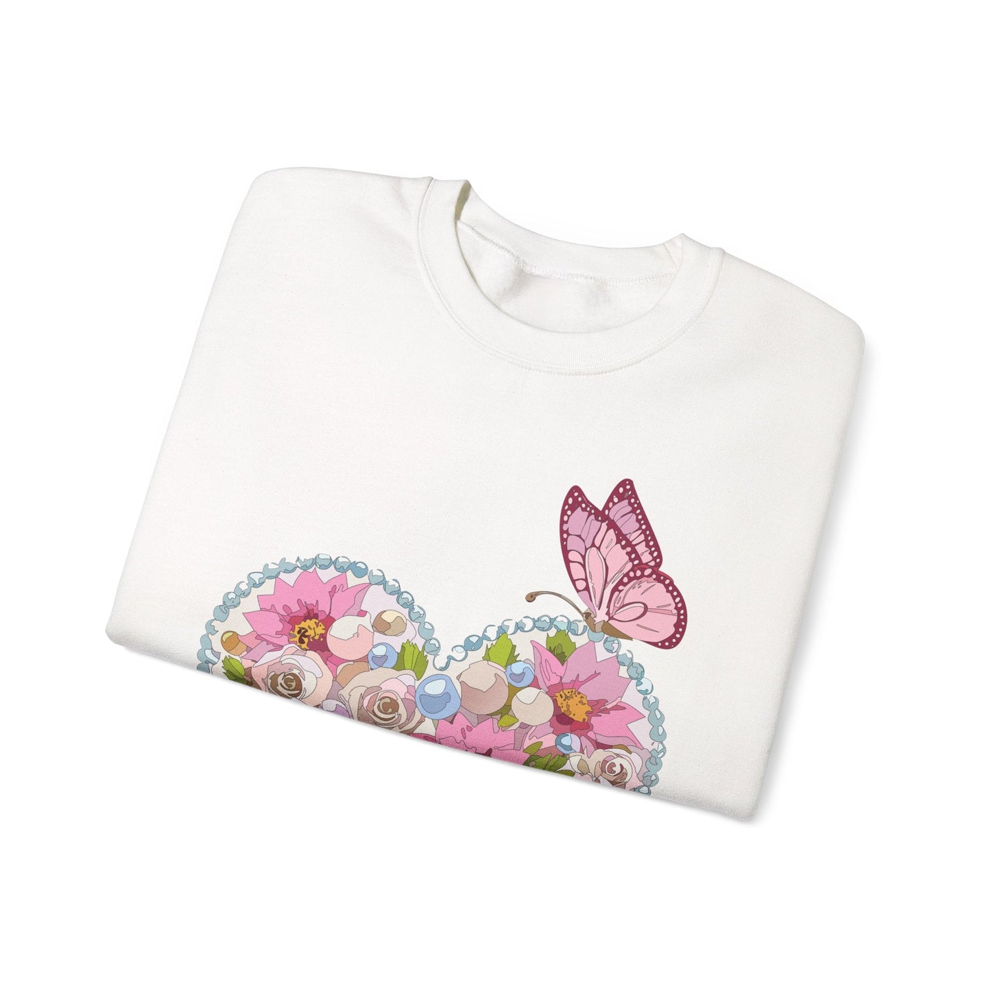 Floral Heart Sweatshirt Unisex Heavy Blend Crewneck 50 Cotton 50 Polyester Valentine's Day