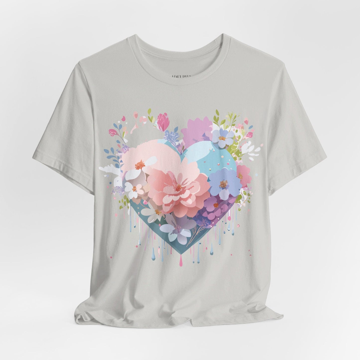 Valentine Day Graphic Unisex 100 Cotton Vintage Artwork with Love and Flower Design Tee 33