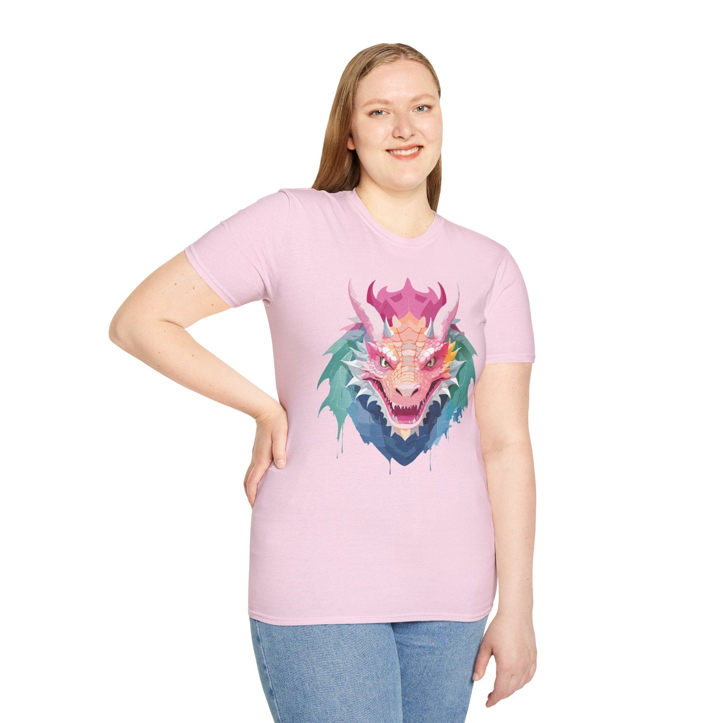 Dragon Graphic Unisex Cotton Softstyle Art Design Tee With Animals 28