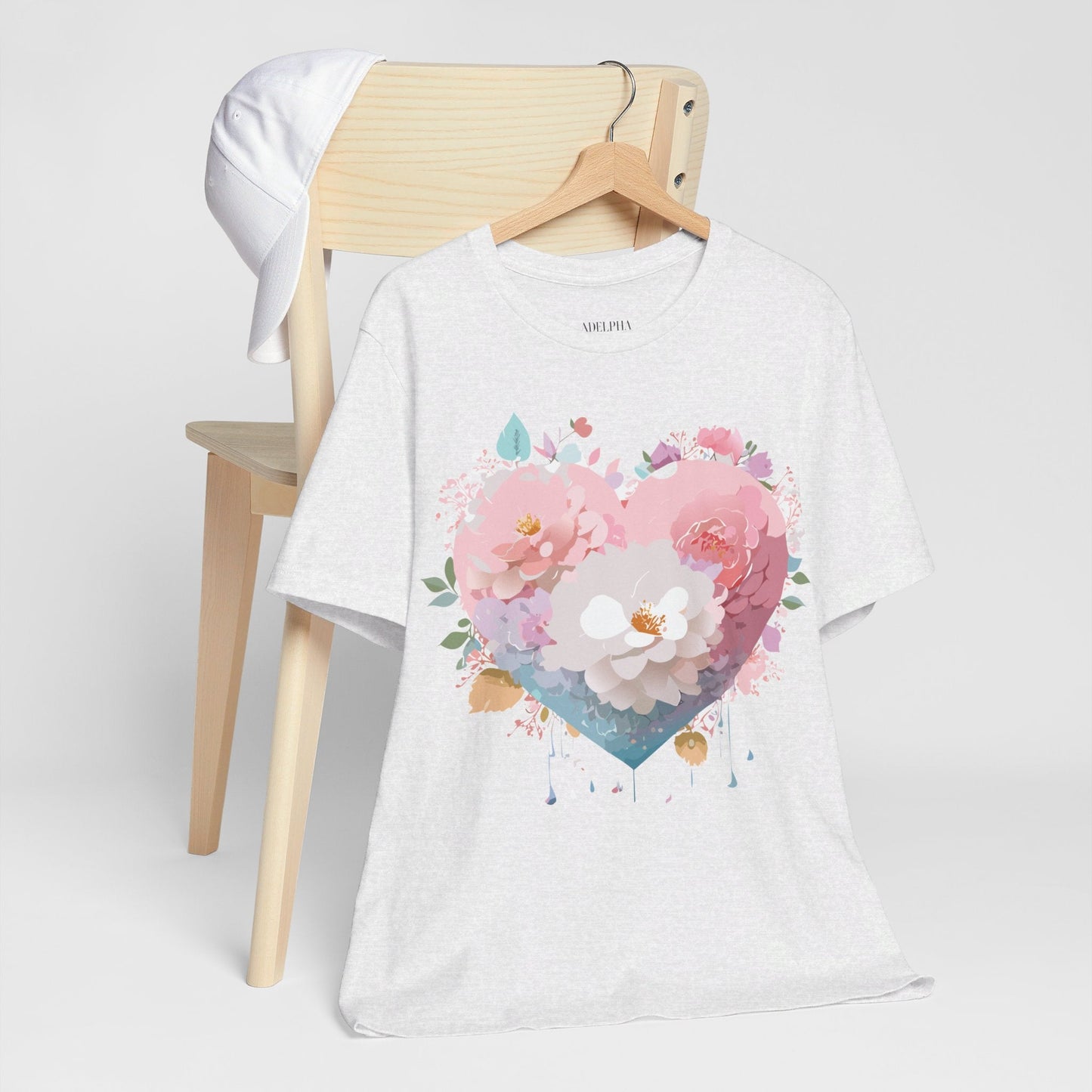 Valentine Day Graphic Unisex 100 Cotton Vintage Artwork with Love and Flower Design Tee 35