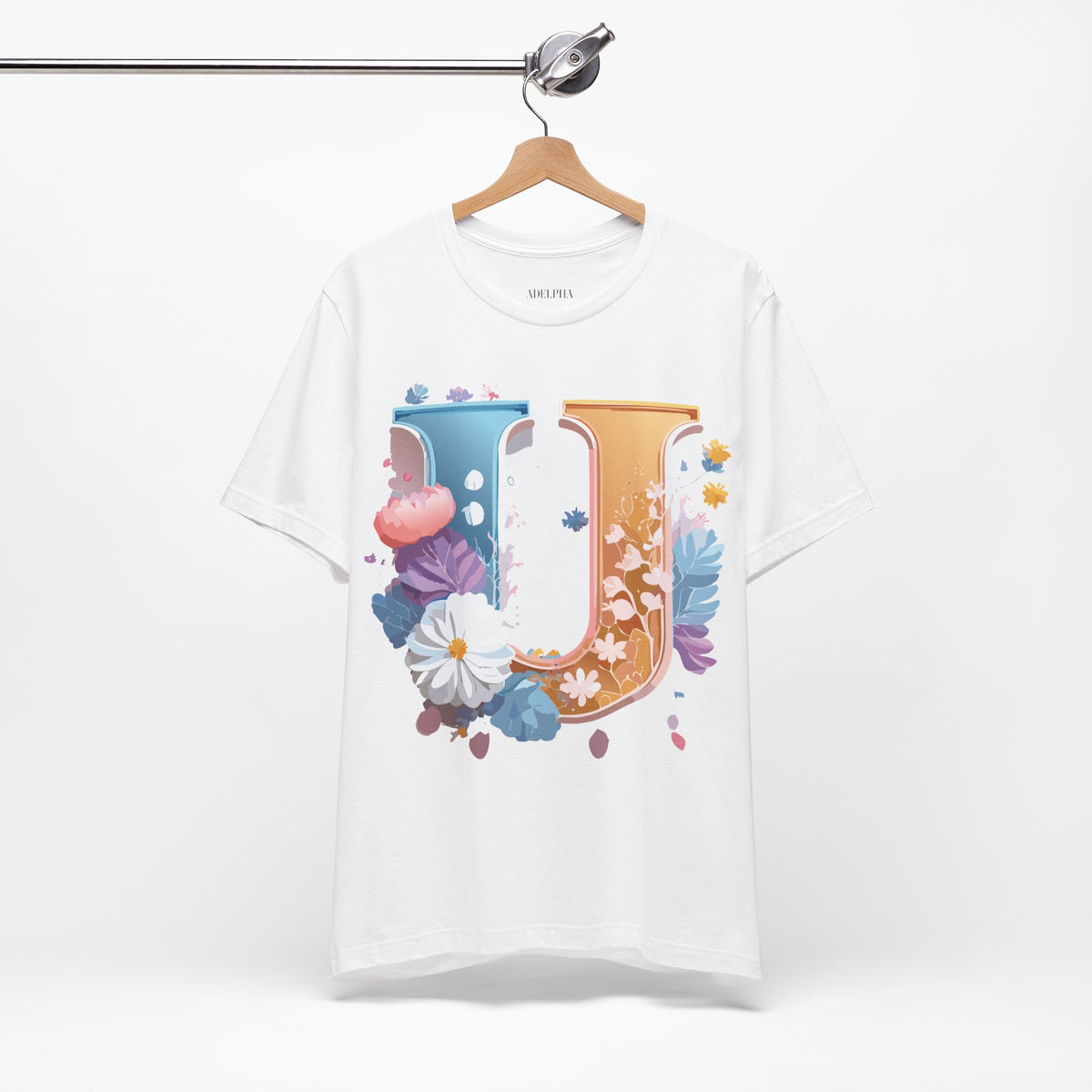 Letter U Graphic Unisex Cotton Bella+Canvas Tee with Art Letter Design