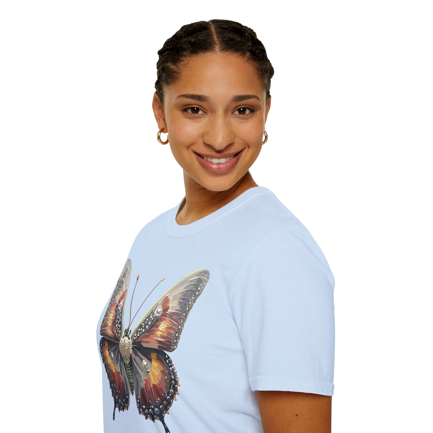 Butterfly Shirt Unisex Lightweight 100 Cotton Gildan Softstyle 64000 Tee Monarch Butterfly Design