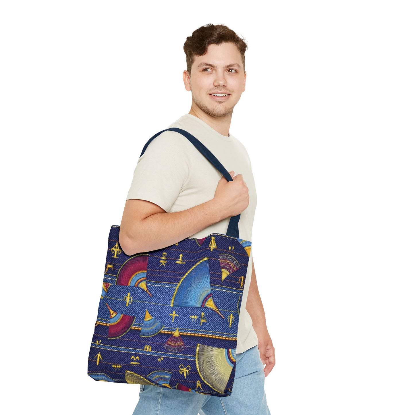 Denim Fabric Imitation Print Unisex Canvas Bag Poly Spun 3 Sizes Tote Bag 185-3