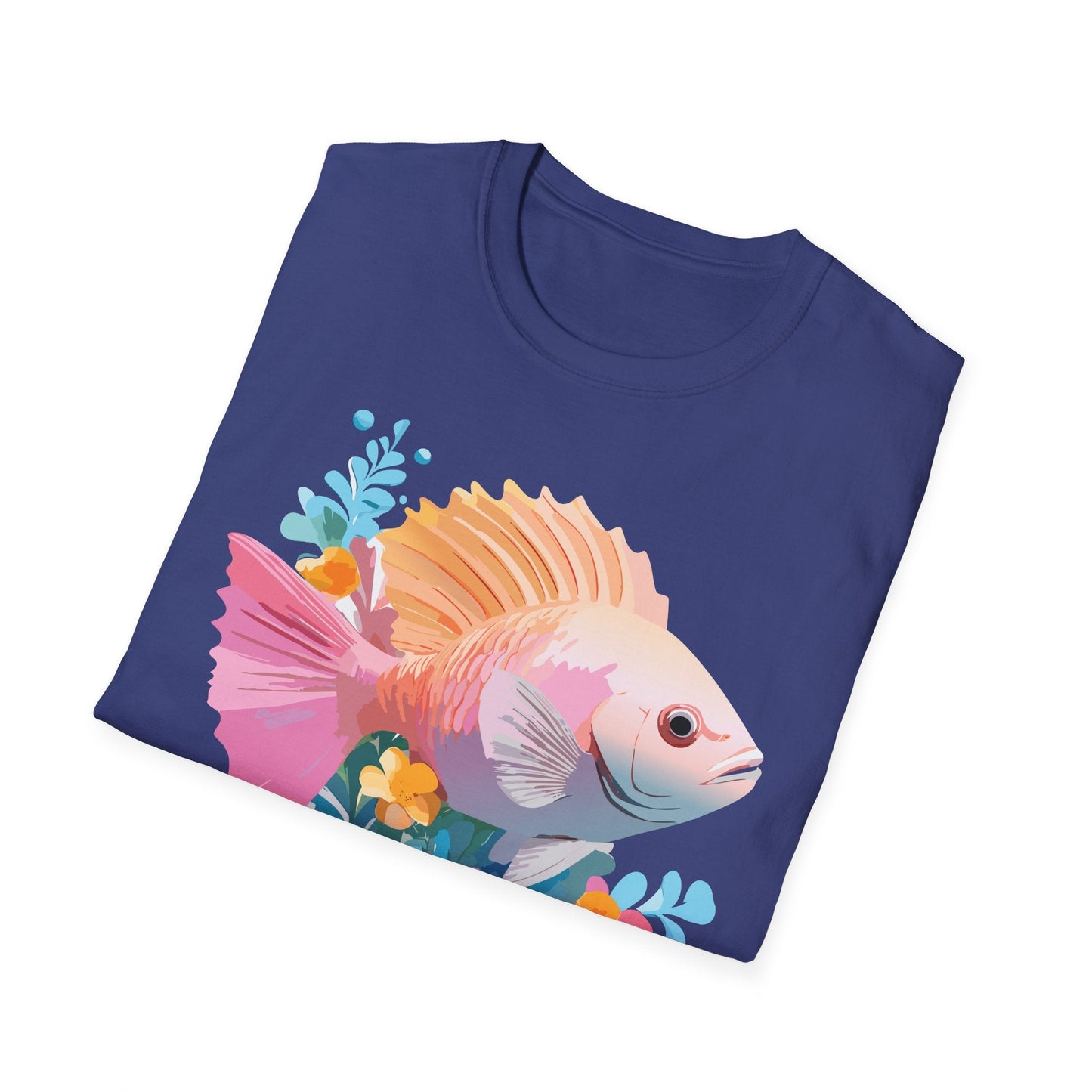 Fish Art Design Graphic Tee Shirt Unisex Softstyle Cotton Short Sleeve Comfort Fit Everyday Wear