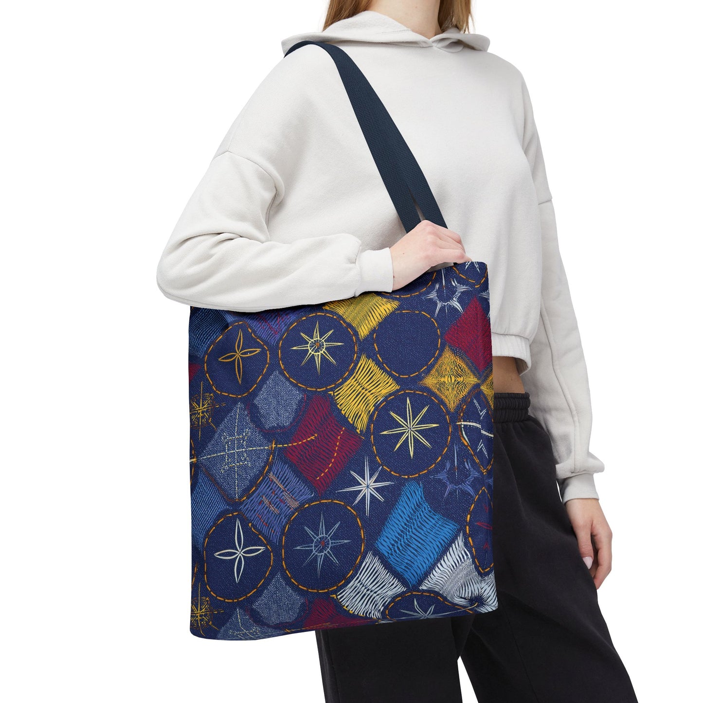 Denim Fabric Imitation Print Unisex Canvas Bag Poly Spun 3 Sizes Tote Bag 183-5
