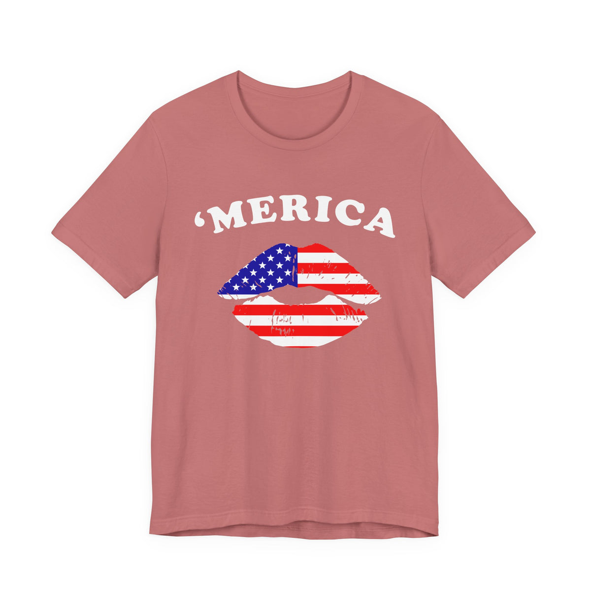 Merica Flag Lips Tee American Flag Lip Graphic Unisex Cotton T-Shirt a9