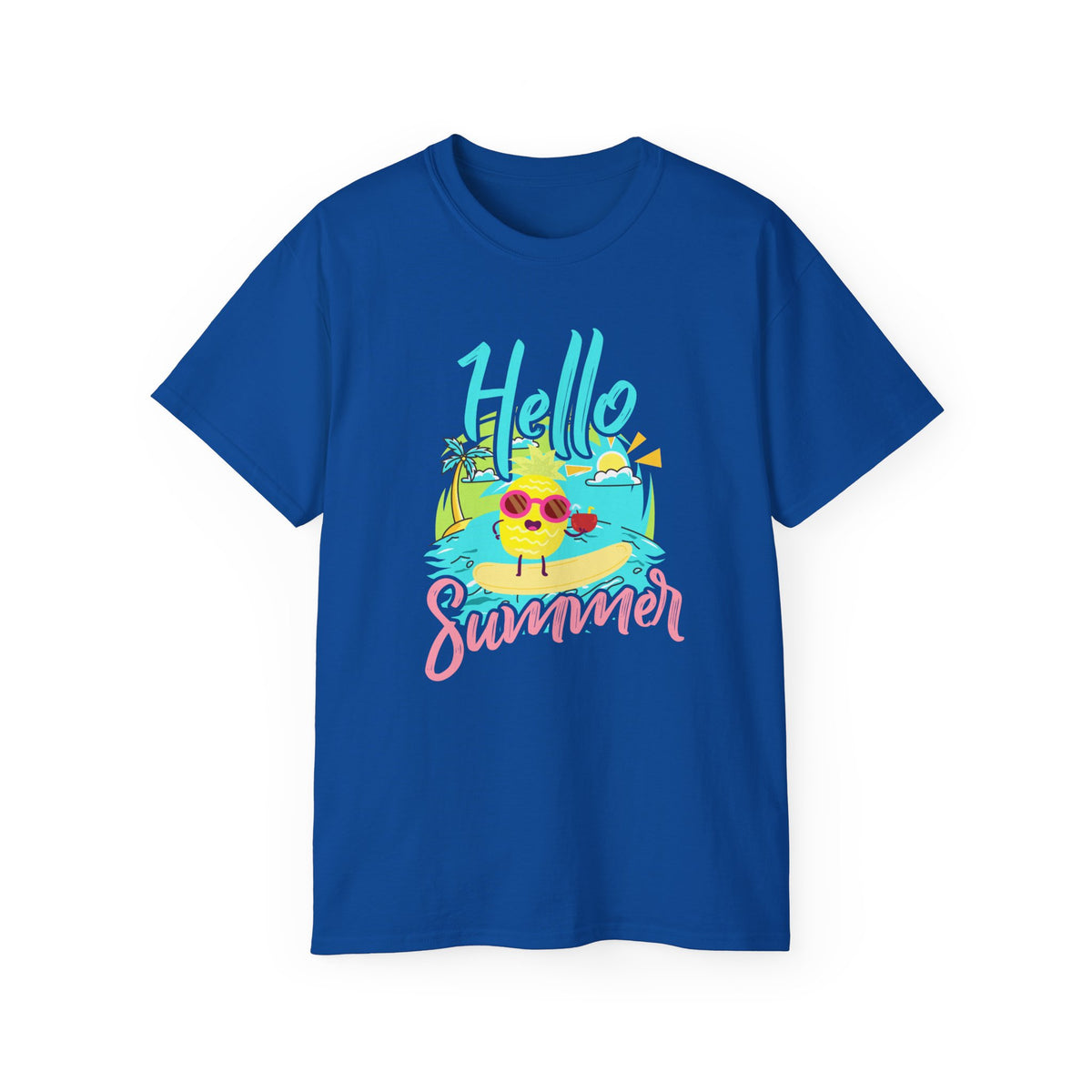 Hello Summer chick graphic Tee | Summer beach sun illustration
