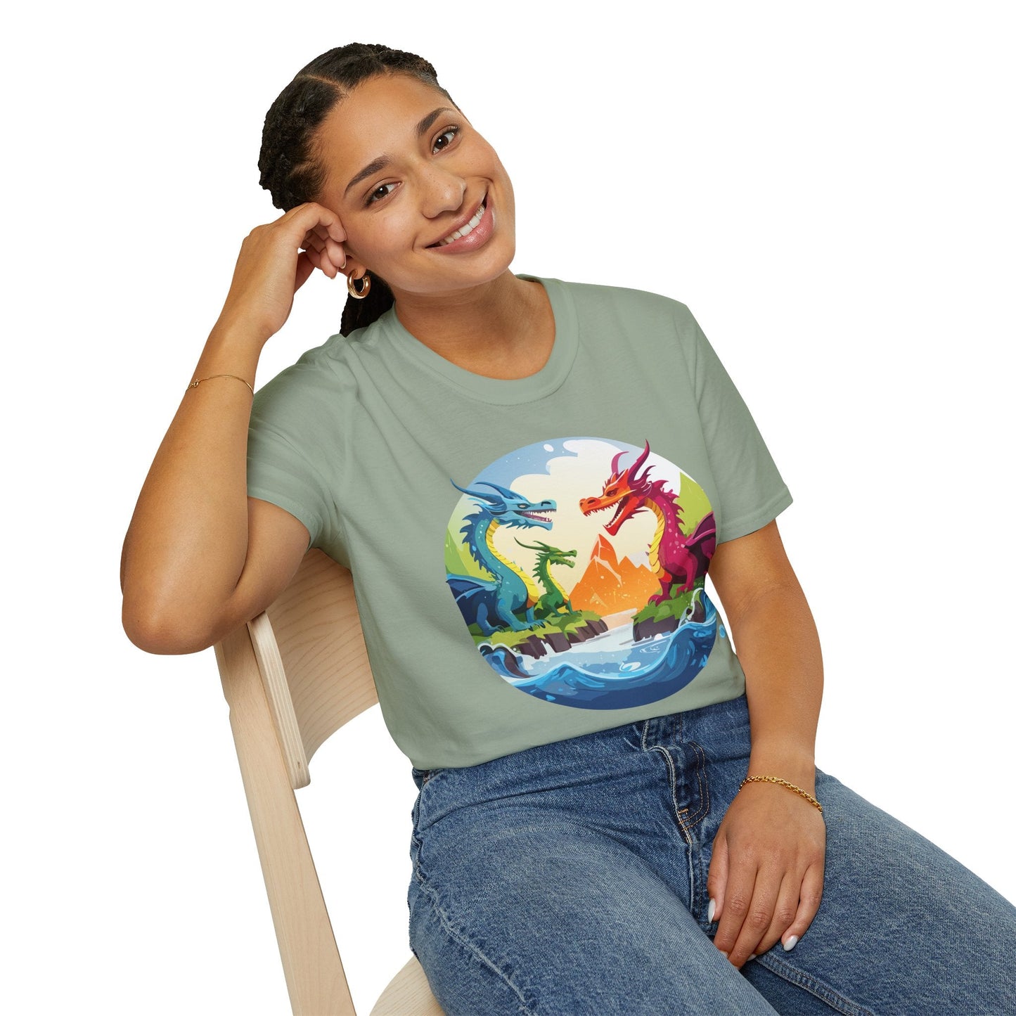 Dragon T Shirt Unisex Dragon Tee 100 Percent Ring Spun Cotton Softstyle Comfort Fit
