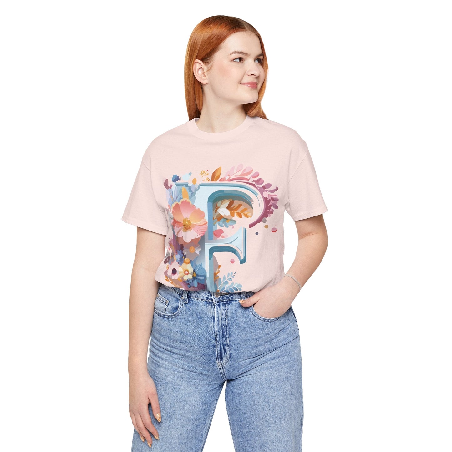 Letter F Shirt Unisex Graphic Tee Jersey Short Sleeve by Adelpha Vintage Inspired Art Design