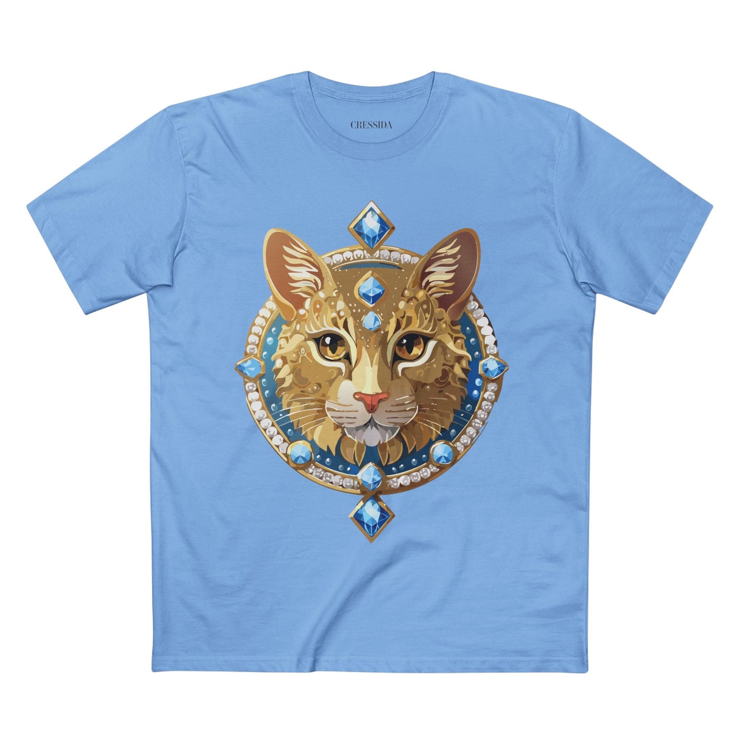 Cat Graphic Unisex 100 Cotton Tee With Unique Animal Golden Medallion Art Design 10