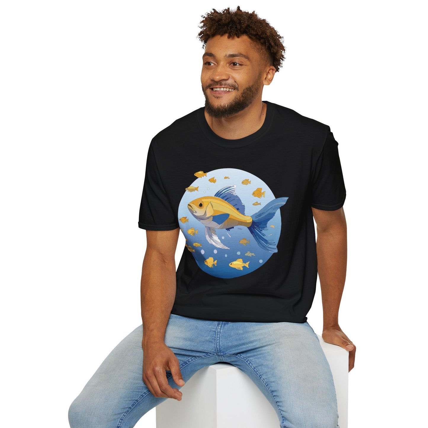 Fish Art Graphic Tee Shirt For Men And Women Unisex Cotton Softstyle Tee With Fish Artwork Design