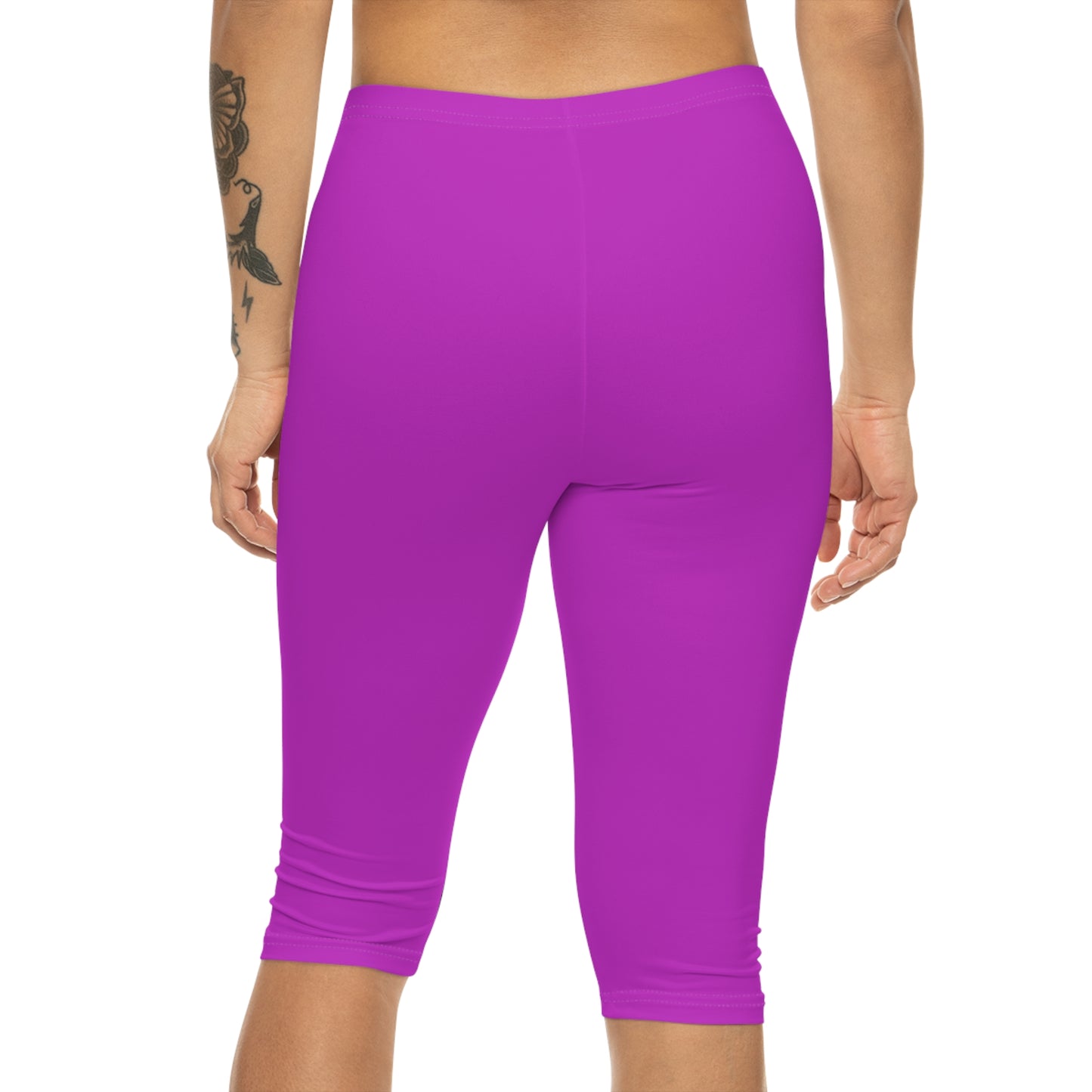 Vivid Orchid Color Women's Brushed Suede Poly Span Casual Capri Leggings XS-2XL