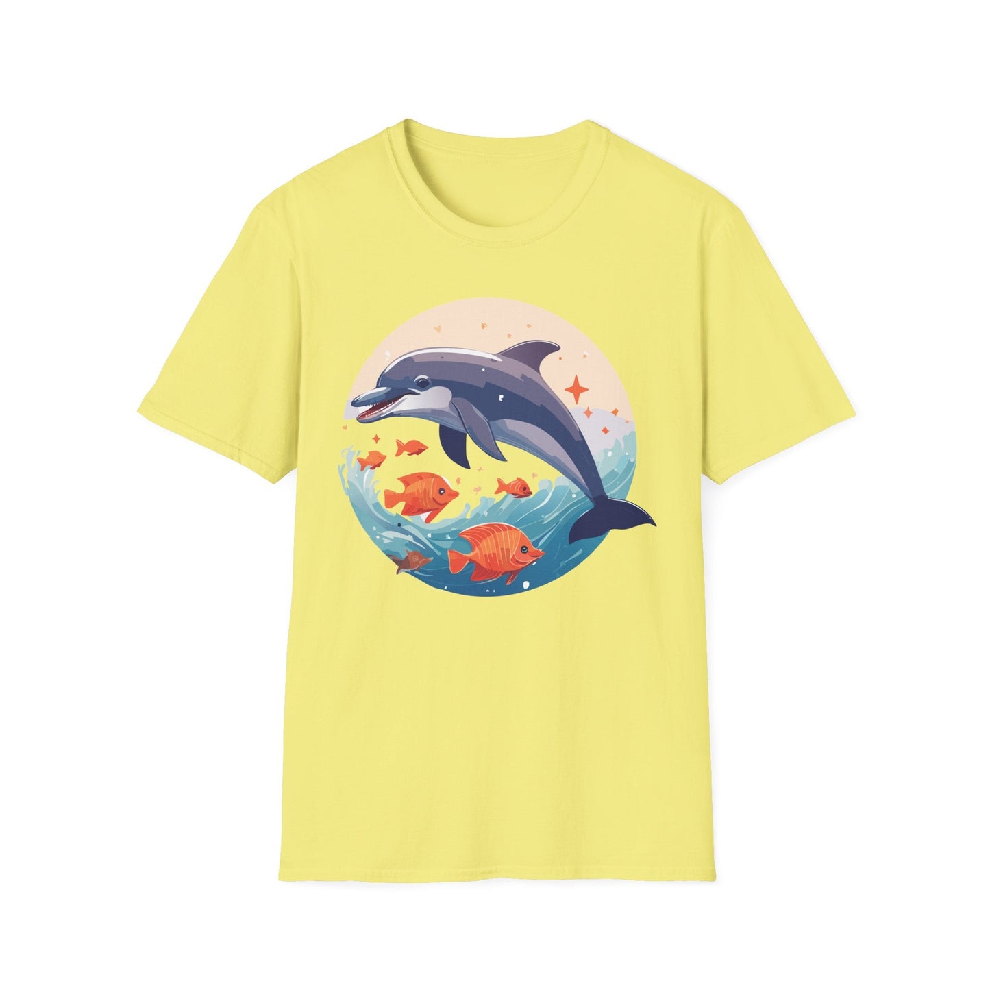 Unisex Dolphin Shirt Gildan Softstyle 64000 Short Sleeve Fish Tee With Dolphin Graphic