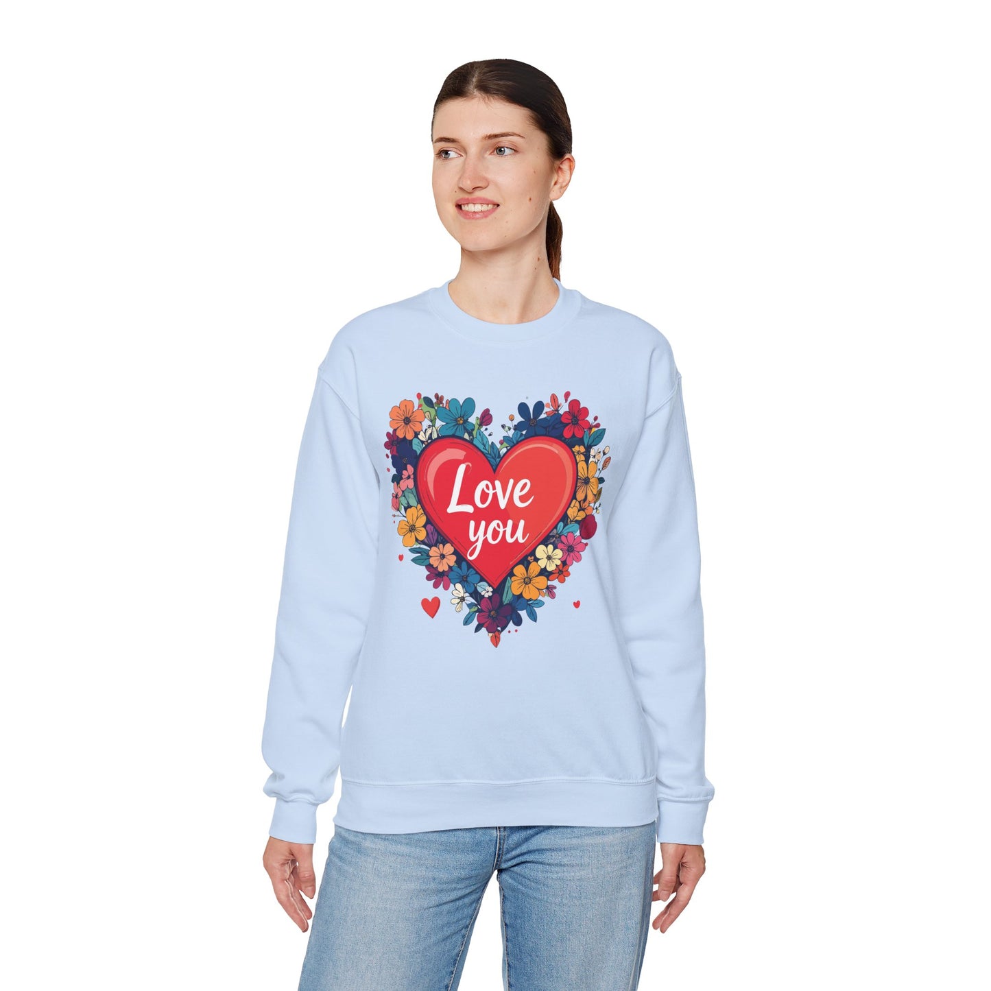 Big Heart Sweatshirt, Floral Heart Sweatshirt, Floral Love Sweatshirt, Valentine's Day Sweatshirt, Heart Floral Sweatshirt 107