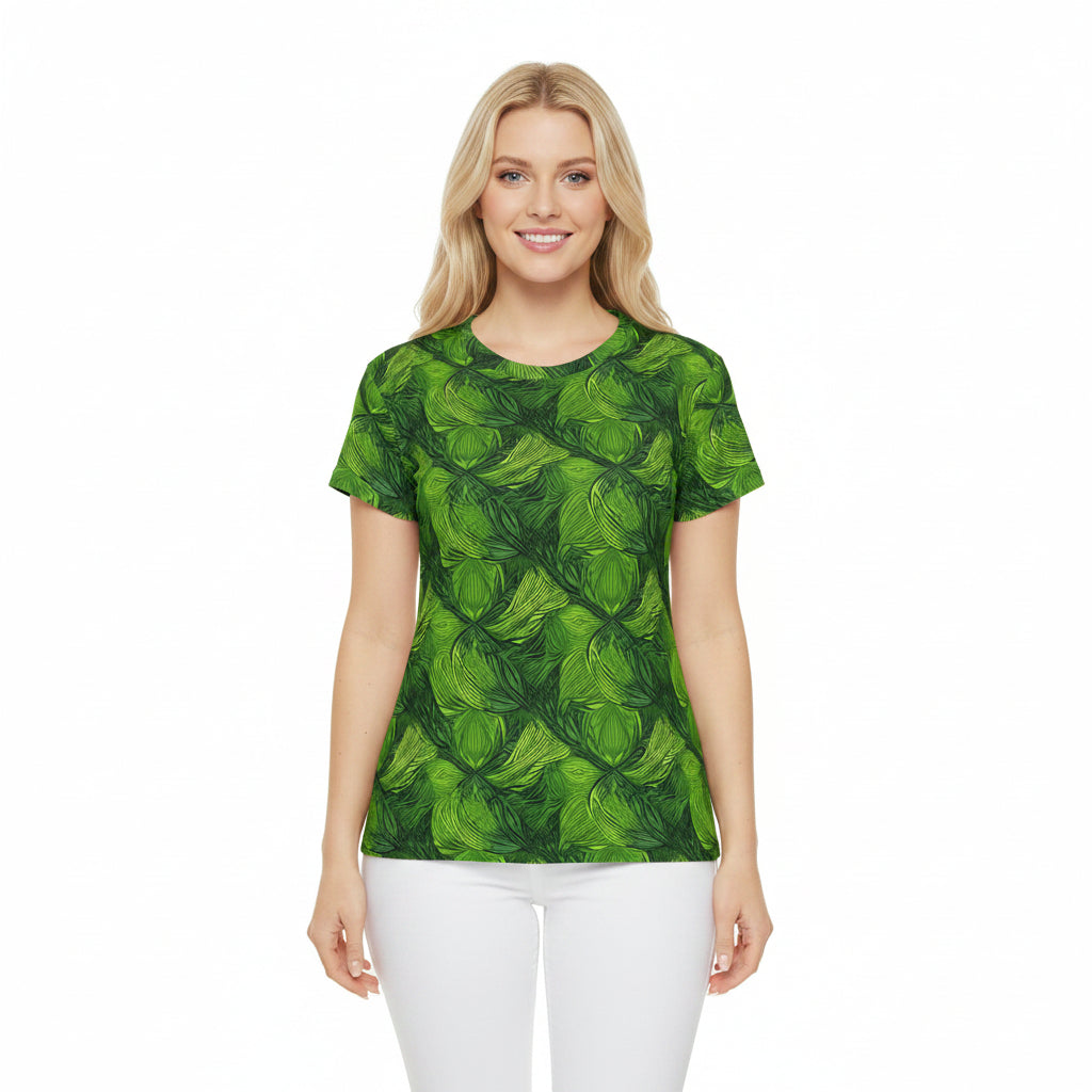 Women Poly Span T-Shirt with Floral Print