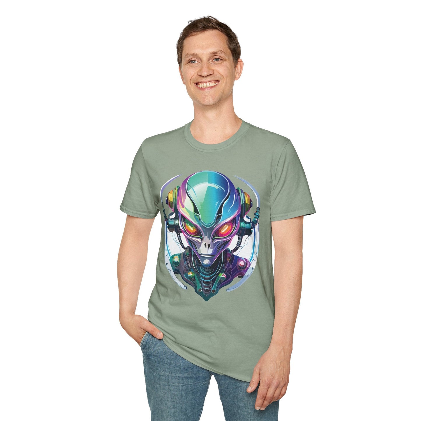 Alien Graphic Unisex Cotton Softstyle UFO Artwork Tee 3