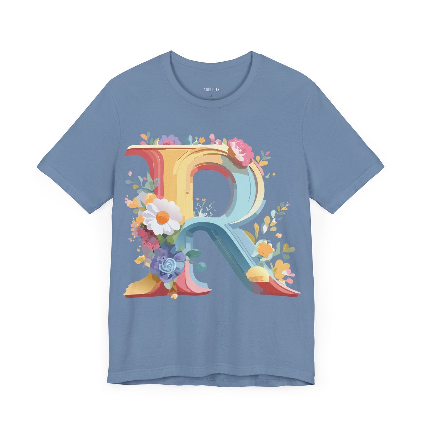 Letter R Shirt Unisex Jersey Short Sleeve Graphic Tee Vintage Inspired Art Design Adelpha
